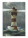 The Lighthouse on Roten Sande in the Weser Estuary on Germany's Nordzee Coast Giclee Print by Willy Stower