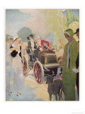 Veteran Car is Admired by Passers-By in the Champs Elysees Paris Giclee Print by René Vincent
