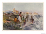 Maori Women Washing Laundry in the Hot Spring at Ohinemutu New Zealand Giclee Print by W. Wright