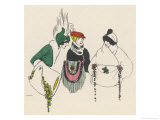 Three Fur Muffs with Roses Giclee Print by Louis Strimpl