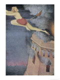 Ravana Tries to Punish the Monkey God Hanuman (Captured Seeking Sita) by Setting His Tail Alight Giclee Print by K. Venkatappa