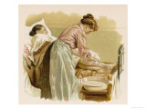Bathing an Elderly Patient Who is Bed Bound Giclee Print