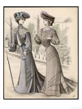 S-Bend, Ladies Wear Gowns with Trained Gored Skirts Braid Trim and Sleeves with Fullness Giclee Print