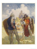 Sir Lancelot Challenges Sir Tarquin Who Has Imprisoned King Arthur's Knights Giclee Print by Newell Convers Wyeth