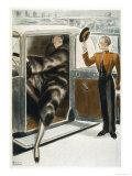 Lady Arrives by Car at an Airport reproduction procédé giclée par Vallee 