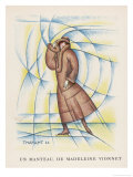 Three-Quarter Length Brown Coat by Madeleine Vionnet with Matching Hat Giclee Print by Thayaht 