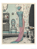 Back View of a High Waisted Draped Gown with Train by Zimmerman Lámina giclée por Louis Strimpl