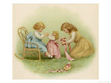Doll is Dressed by Two Girls One in Front of Her While the Other Ties Her Sash Behind Giclee Print by Ida Waugh