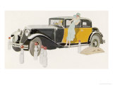 Driver Tests Her Skills on an Obstacle Course with a Little Help from Her Co- Driver reproduction procédé giclée par René Vincent