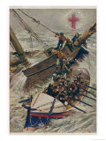 Lifeboat Saves Passengers from a Sailing Vessel: Note the Insignia the Red Cross of the Sea Giclee Print by W.r. Stott
