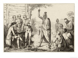 Conference Between the French and Indian Leaders Around a Ceremonial Fire Giclee Print by Vernier 
