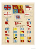 Some of the Signal Flags of Royal Navy Including the Royal Standard White Ensign Union Jack Reproduction procédé giclée