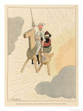 Don Quijote and Sancho Take to the Air on a Flying Machine in the Shape of a Horse reproduction procédé giclée par Joaquin Xaudaro