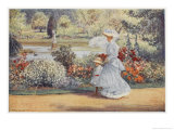 Native Australian and Her Daughter Stroll Among Indigenous Australian Flora in the Botanical Garden Giclee Print by Percy F.s. Spence