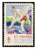French Postage Stamp Promoting Bathing and Cleanliness to Fight Tuberculosis Giclee Print