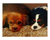 Portrait of two King Charles Spaniels. Giclee Print by George Robertson