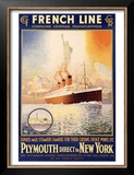 French Line, Plymouth to New York Poster by Rodmell 