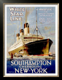 White Star Line, Southampton, Cherbourg, New York Posters by Walter Thomas