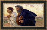 The Disciples Peter and John Running to the Sepulchre on Morning of Resurrection, circa 1898 Posters par Eugene Burnand