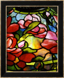 Detail from a "Peony" Leaded Glass and Bronze Table Lamp Print by Tiffany Studios 