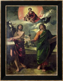 The Apparition of The Virgin to The Saints John The Baptist and St. John The Evangelist Poster di Dosso Dossi The Apparition of The Virgin to The Saints John The Baptist and St. John The Evangelist Poster di Dosso Dossi