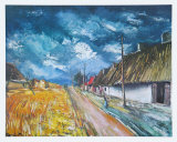 Thatched Cottages at the Roadside Affiches par Maurice Vlaminck