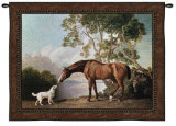 Bay Horse and White Dog Wall Tapestry by George Stubbs
