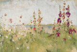 Hollyhocks by the Sea Affiches par Cheri Blum