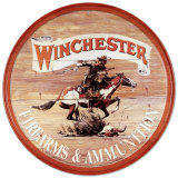 Anuncio de armas y municiones Winchester con jinete Cartel de chapa