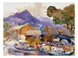Fishing Village in Malaysia Reproduction procédé giclée par Shu Tsengchih