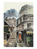 Mountain Village Giclee-trykk av Lu Bisa Mountain Village Giclee-trykk av Lu Bisa