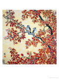 Twin Birds in Red-Leaf Tree Reproduction procédé giclée par Feng Yan