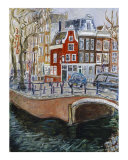 Red House at Amsterdam Canal Giclee Print by Joan de Bot