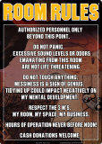 Room Rules Blikkskilt