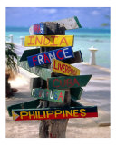 Rum Point Signs, Cayman Islands Fotografie-Druck von George Oze