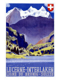 Swiss Alps Lucerne Travel Poster Giclée-tryk Swiss Alps Lucerne Travel Poster Giclée-tryk
