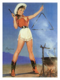 Cowgirl Barbeque Pin Up Girl Poster Giclee Print