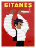 Gitanes Swiss Cigarette Vintage Poster Lámina giclée por Herve Morvan