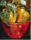 Apples in Red Bowl Stretched Canvas Print by Nicole Etienne