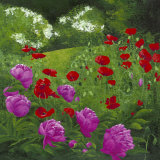 Pivoines et Coquelicots au Jardin Affiches par Jordane D. Grux