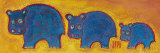 Famille Hippopotame Bleus Prints by Sophie Jourdan