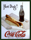 Coke and Hot Dog Tin Sign