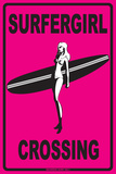 Surfergirl Crossing Tin Sign