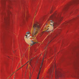 Crimson Sparrows II Poster par Ellen Granter