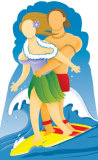 Surfer Couple Stand Up