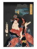 Famous Places in Edo: Ai No Uchi Matched to Oshichi Affiches par Kuniteru Utagawa