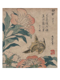 Katsushika Hokusai - Peony and Canary, circa 1825 - Poster Katsushika Hokusai - Peony and Canary, circa 1825 - Poster