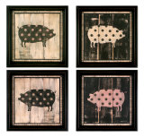 Pig Wood Sign Set of 4 Cartel de madera Pig Wood Sign Set of 4 Cartel de madera