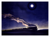 LMS Railway Night Train Scotland Giclee Print by Norman Wilkinson