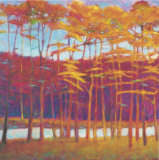 Red Trees at Creek Limited Edition by Ken Elliott